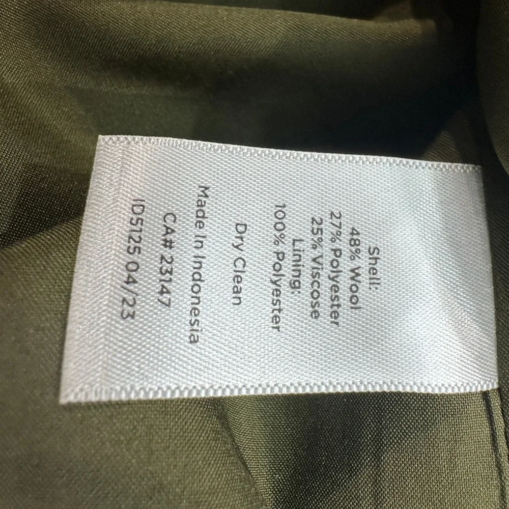Talbots Petite Wool Blend Faux Wrap‎ Fringe Plaid Skirt Olive Blue Green 10P